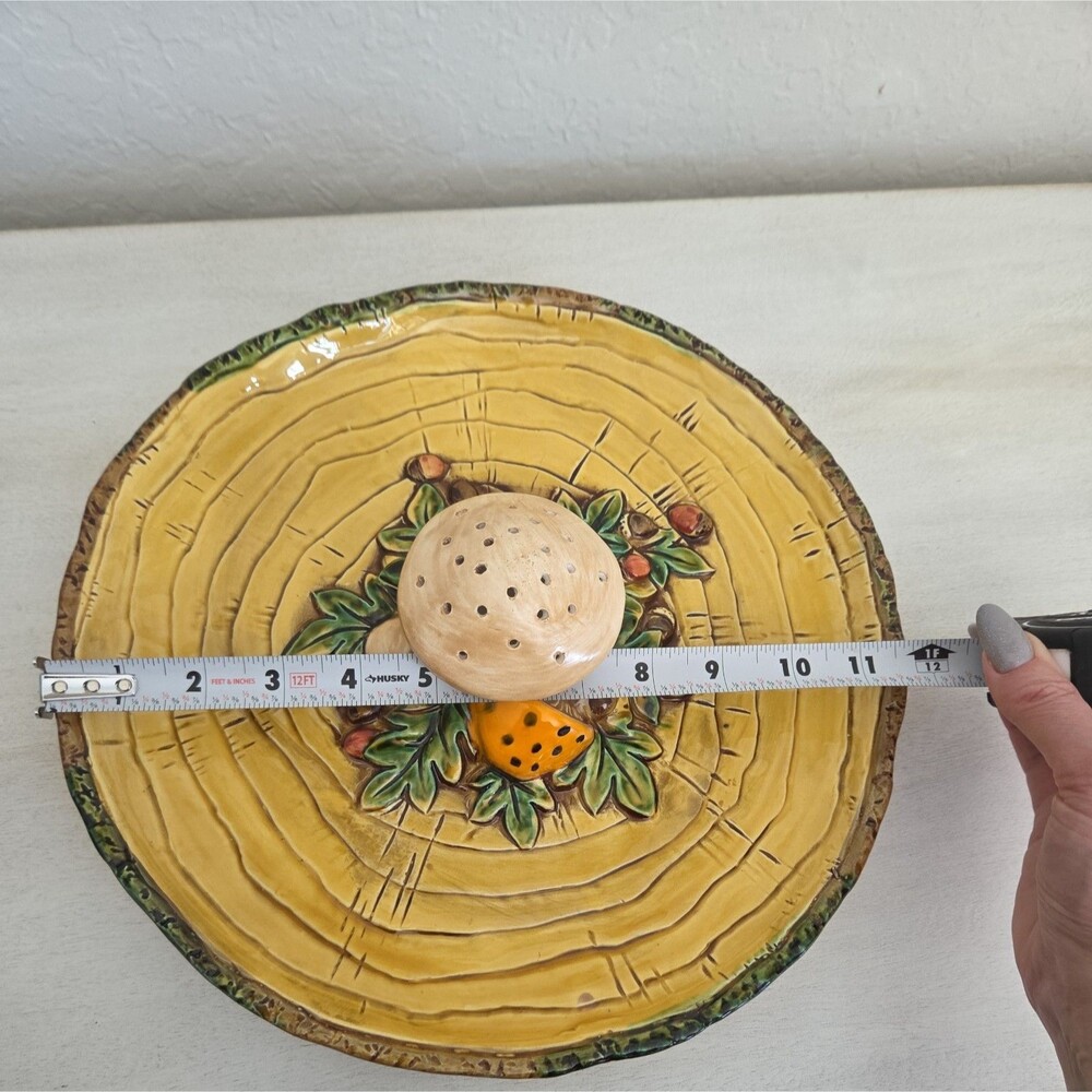 Vintage Lefton Merry Mushroom Ceramic Appetizer Hors d'oeuvre Plate Cottagecore - Picture 13 of 13